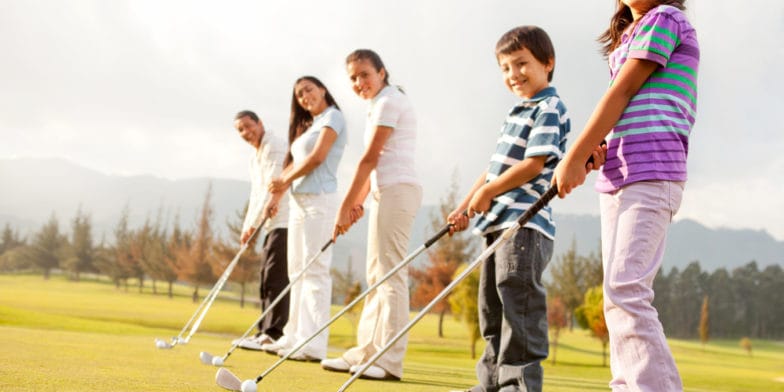 Children learning golf